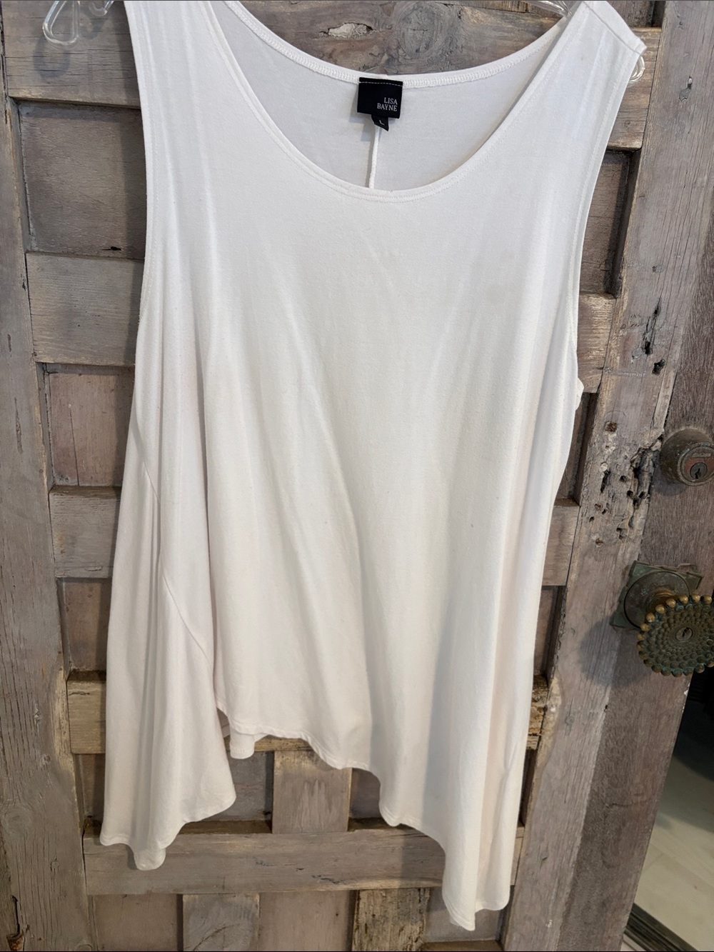 White Sleeveless Swing Tank Top by lisa bayne size L